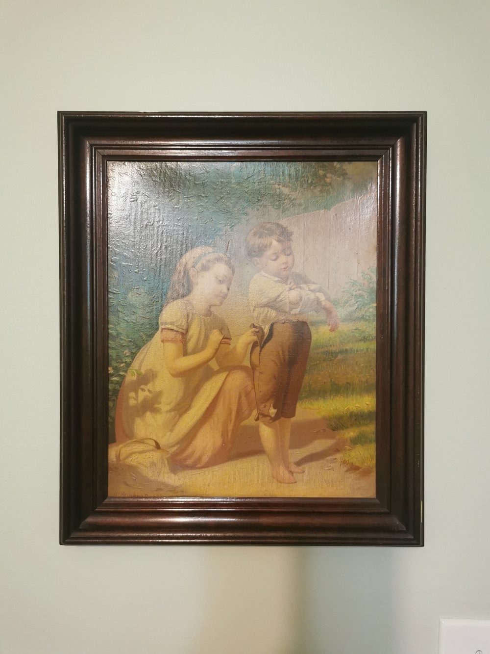 Antique Chromolithograph of Children, Artist B.F. Reinhardt